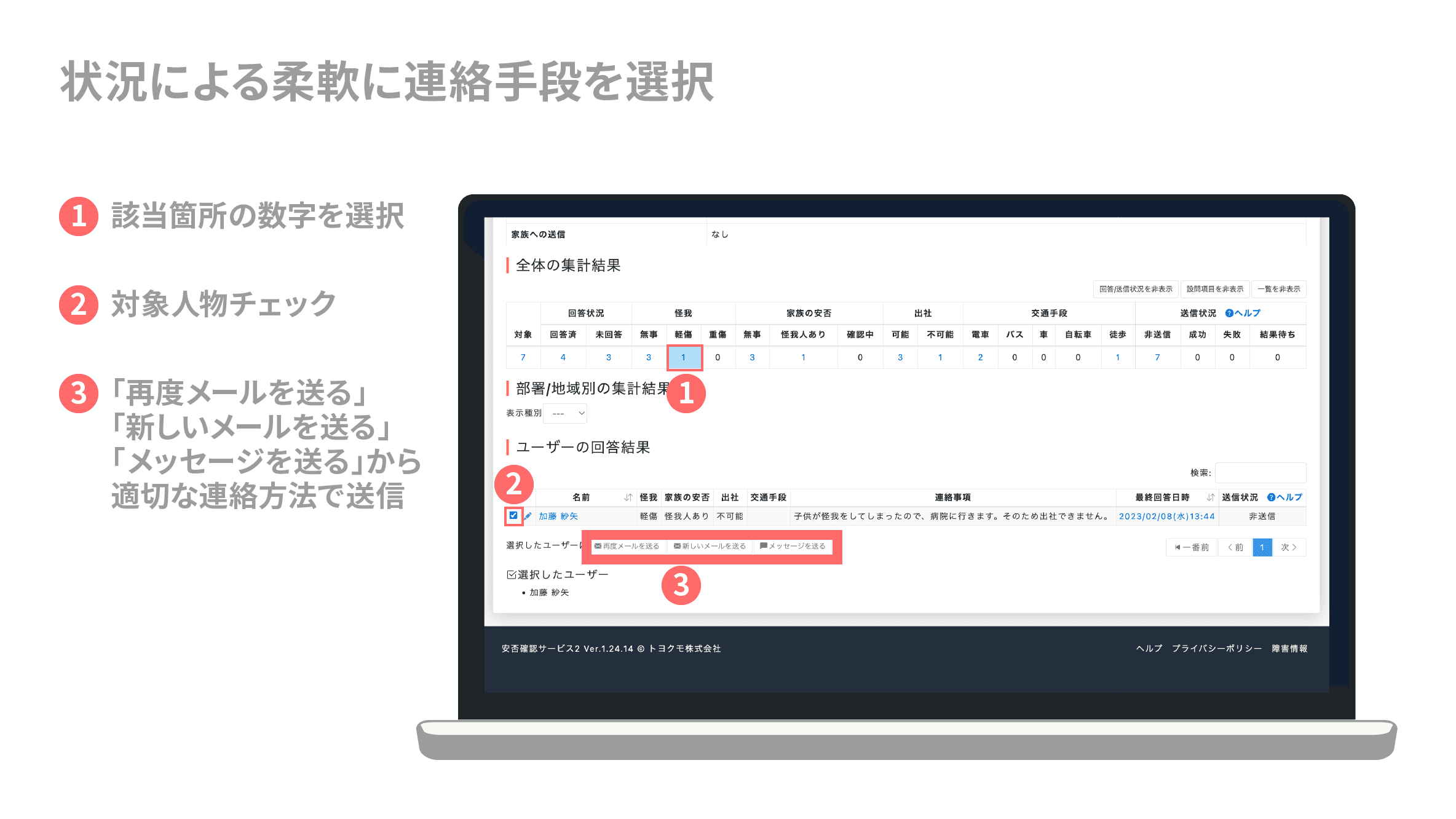 状況に応じて絞り込み／手動送信